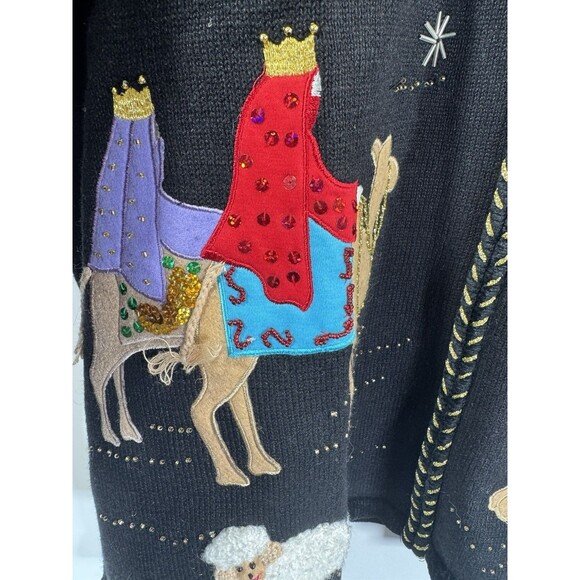 Quacker Factory VTG NWT Nativity Cardigan Sweater Christmas Manger Size 2X - Picture 4 of 7